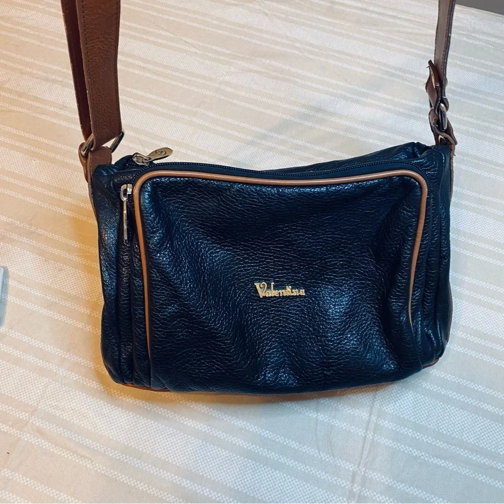 Valentina Black and Brown Shoulder Bag